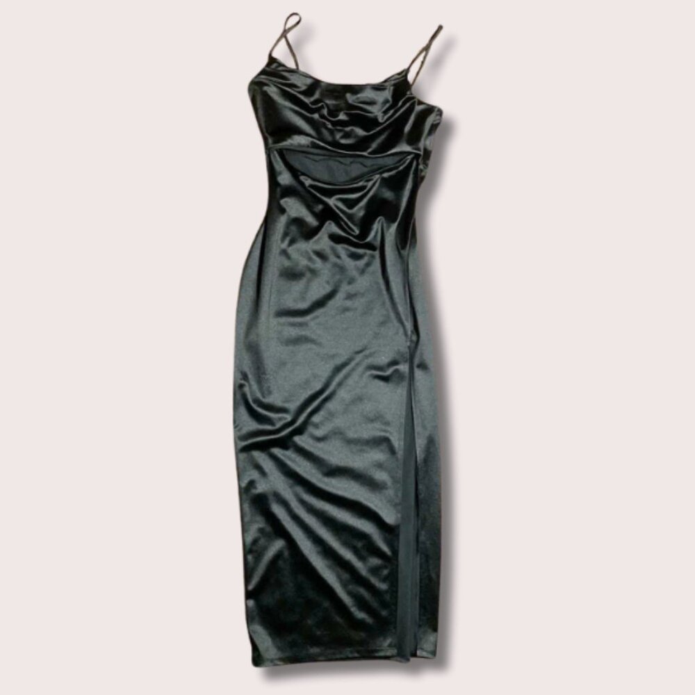 Windsor Women's Black Satin Midi Dress
